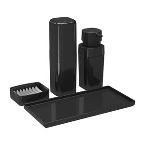 Kit Banho com Tampa 4 peças Cor Preto Linha Splash/Coza