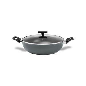 Wok Brinox Antiaderente Ceramic Life Com Tampa e Alças 3,55L Preserve Cinza