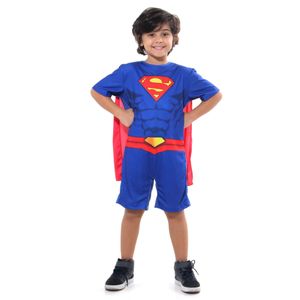 Fantasia Super Homem Curto Infantil - Liga da Justiça - Original