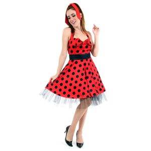 Fantasia Anos 60 Vestido Vermelho Adulto - Carnaval