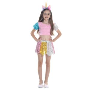 Fantasia Unicórnio Multicolor Infantil - Carnaval