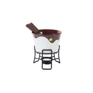 Aparelho De Fondue 7 Peças Chocolate Cerâmica Linha Fondue Brinox