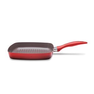 Grill 24cm 1,35L Ceramic Life Mineral Resist Antiaderente vermelho para grelhar carnes e legumes Easy Brinox