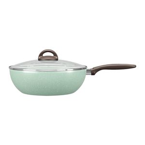 Wok com Tampa 28 cm Revestimento Cerâmico Antiaderente Mineral Resist Cor Verde Ceramic Life Suprema Brinox