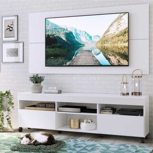 Rack com Painel para TV até 65" com Rodízios e 2 portas Londres Multimóveis Branco