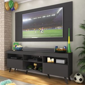 Rack c/ Painel TV 65" Retrô Holanda Multimóveis BR3133 Preto