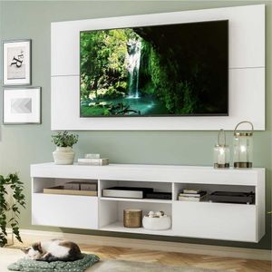 Rack com Painel para TV até 65" Suspenso com 2 Portas Londres Multimóveis Branco