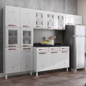 Cozinha de Aço Compacta 3 Peças Regina Multimóveis Glass CR6136 Branco