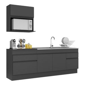 Armário de Cozinha Compacta com Rodapé Veneza Multimóveis MP2110.895 Preto