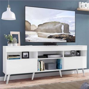 Rack TV 65" com Pés Retrô e 2 Portas Paris Multimóveis Branco