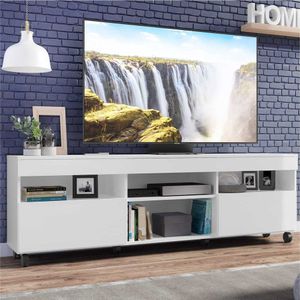 Rack TV 65" com Rodízios e 2 Portas Paris Multimóveis Branco