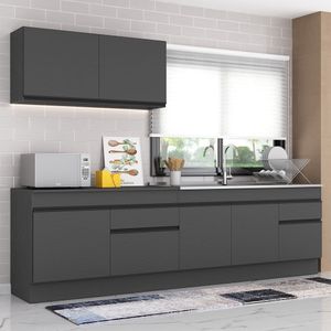 Armário de Cozinha Compacta com Rodapé Veneza Multimóveis MP2111.895 Preto