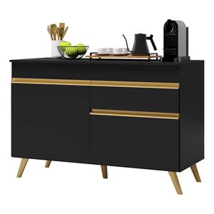 Balcão Cozinha Gabinete Pia 120 cm 2 Portas 1 Gaveta Veneza Multimóveis Preto