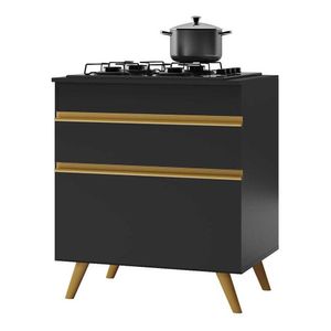 Balcão Cozinha para Cooktop 70 cm 1 Porta 1 Gaveta Veneza Multimóveis Preto