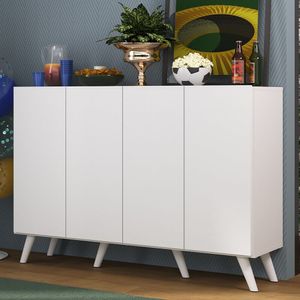 Aparador Buffet 4 Portas Retrô Alemanha Multimóveis BR3556 Branco