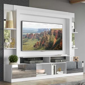 Rack Estante com Suporte TV 65" e Espelho Oslo Multimóveis Branco