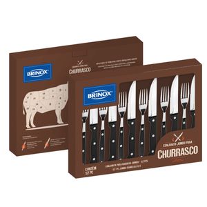 Conjunto De Talheres Jumbo Para Churrasco 12 Peças Linha Churrasco da Brinox