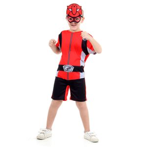 Fantasia Power Rangers Vermelho Curto Infantil - Beast Morphers