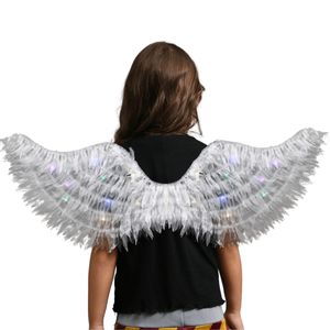 Asas de Anjo Branca com Luzes LED Coloridas para Fantasia Infantil