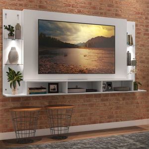 Painel com Suporte TV 65" e 2 Leds Vegas Premium Multimóveis Branco