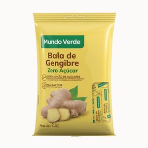 Bala de Gengibre Zero Açúcar 21g Mundo Verde