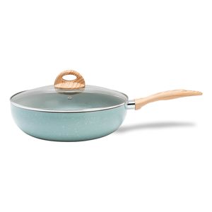 Panela Wok com Tampa Fundo de Indução 28 cm 3,4 L Revestimento Cerâmico Antiaderente Cor Verde Linha Ceramic Life Botanika Brinox