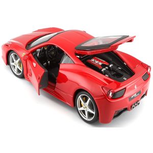 Miniatura Carro Ferrari 458 Itália 1/24 Race e Play Vermelho Bburago 26003