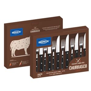 Jogo de Talheres para Churrasco Brinox Jumbo 12 Peças