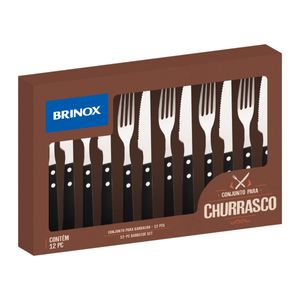 Jogo De Talheres Para Churrasco 12 Peças Aço Inoxidável Linha Churrasco da Brinox
