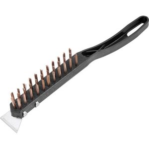 Escova Manual Aço 3 Fileiras Cabo Plástico Com Raspador - Vo