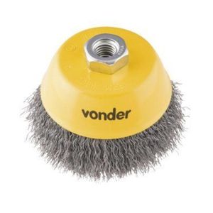 Escova copo ondulada 6" rosca m14 aço carbono polido 6500rpm