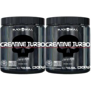 Kit 2X Creatine Turbo Suplemento Alimentar Black Skull 300g Caveira Preta Creatina Monohidratada Sem Sabor - 04010098