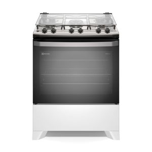 Fogão 5 bocas Electrolux Branco Efficient com Mesa Inox, PerfectCook e VaporBake (FE5IB)