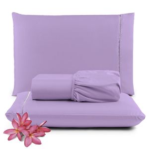 Jogo de Lençol Primor Casal 3 Peças Percal 400 Fios Ponto Palito - Lilás