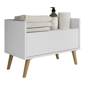Gabinete Armário Banheiro 60 Cm com Pés Branco Natural