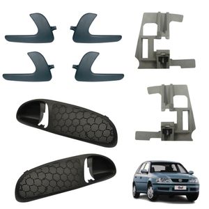 Kit Completo Maçaneta Interna Suporte Espelho Gol G3 99 a 05