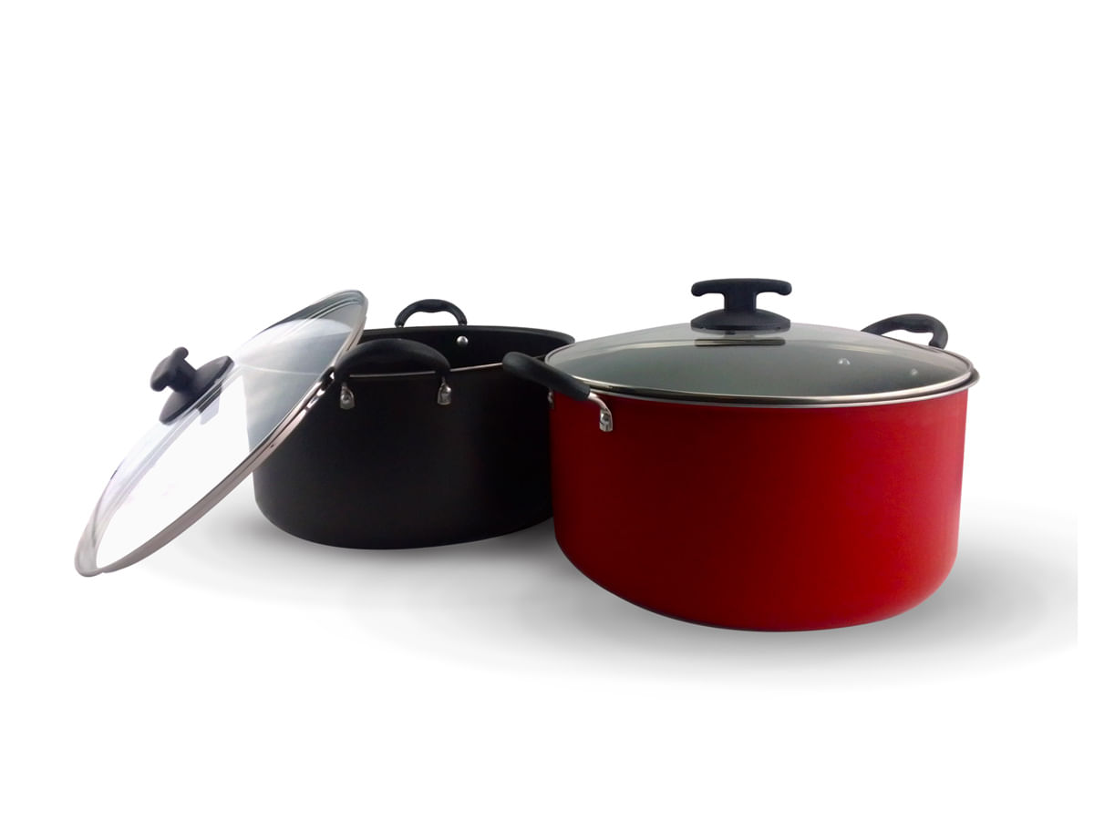 KIT 3 Caçarolas Antiaderente Alumínio 26 28 30cm Dona Chefa Tampa em Vidro Alças e Pomel Baquelite