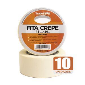 Fita Adesiva Crepe Papel 48mm X 50m C/10 Rolos 48x50