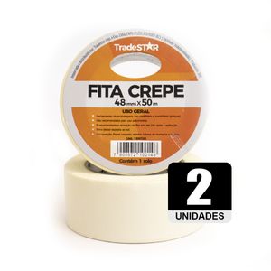 Fita Adesiva Crepe Papel 48mm X 50m C/2 Rolos 48x50