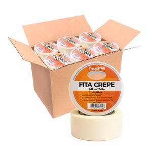 Kit C/ 200 Fita Adesiva Crepe Papel 48mm X 50m Rolos 48x50