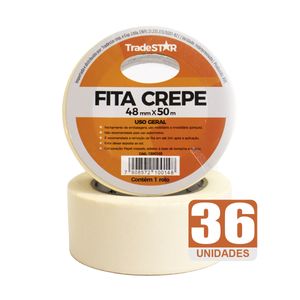 Fita Adesiva Crepe Papel 48mm X 50m C/36 Rolos 48x50