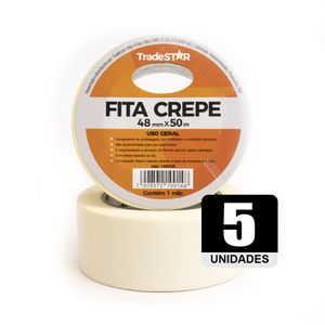 Fita Adesiva Crepe Papel 48mm X 50m C/5 Rolos 48x50