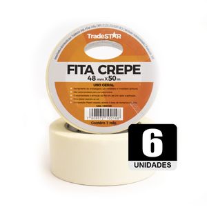 Fita Adesiva Crepe Papel 48mm X 50m C/6 Rolos 48x50