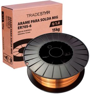 Arame P/ Solda Mig Com Gás 1,0mm Rolo 15 Kg Er70s-6 Tradestar