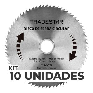 Kit 10 Discos Serra Circular Madeira 72 D 110x20mm Makita