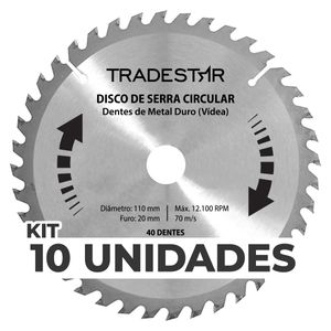 Kit 10 Discos Serra Circular Madeira 40 D 110x20mm Makita