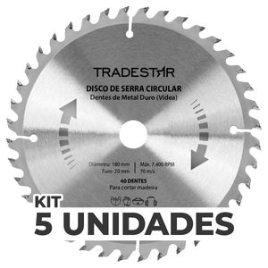 Kit 5 Discos Serra Circular Madeira 40 D 180x20mm Makita