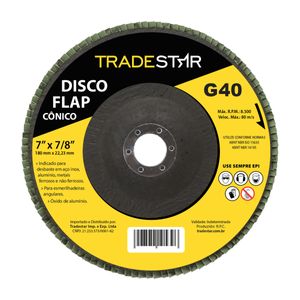 Disco Lixa Flap Cônico 180mm Grão 40