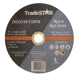 Disco Corte Fino Inox 7 X 1,6mm Esmerilhadeira Tradestar