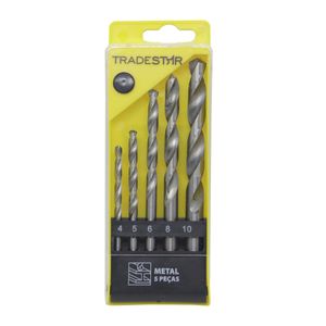 Kit Brocas Para Metal 5 peças 4 MM, 5 MM, 6 MM, 8 MM E 10 MM